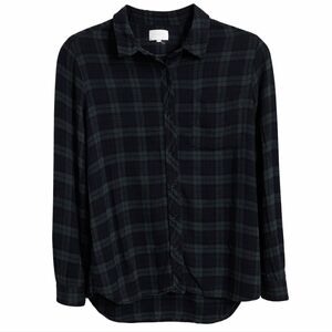 🍃 MelloDay Green & Navy Plaid Button-Up Shirt | Size Large Petite